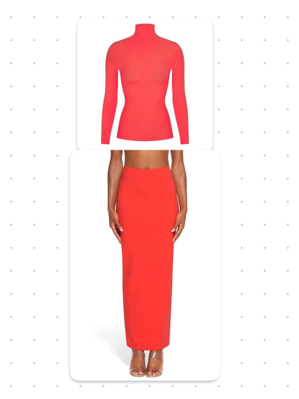 SKIMS SET fits everybody mock neck long sleeve & maxi skirt in POPPY